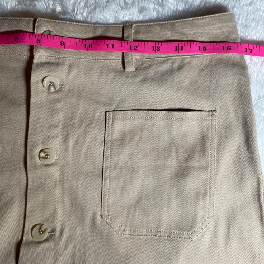 Jodifl Tan Khaki Cotton Button Front Midi Skirt NWT Size L Cottagecore Academia - Picture 5 of 6
